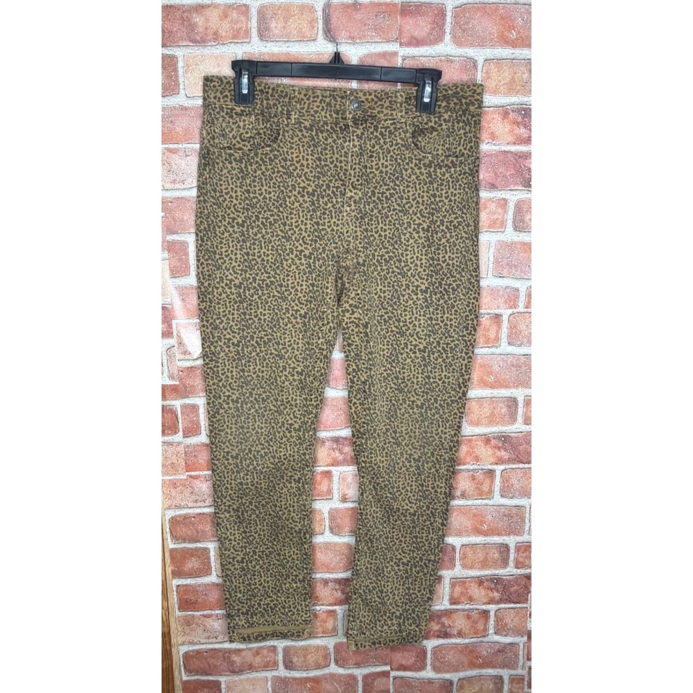 Zara Leopard Print Basic Denim Skinny Jeans Ankle‎ Womens Size 12 Animal